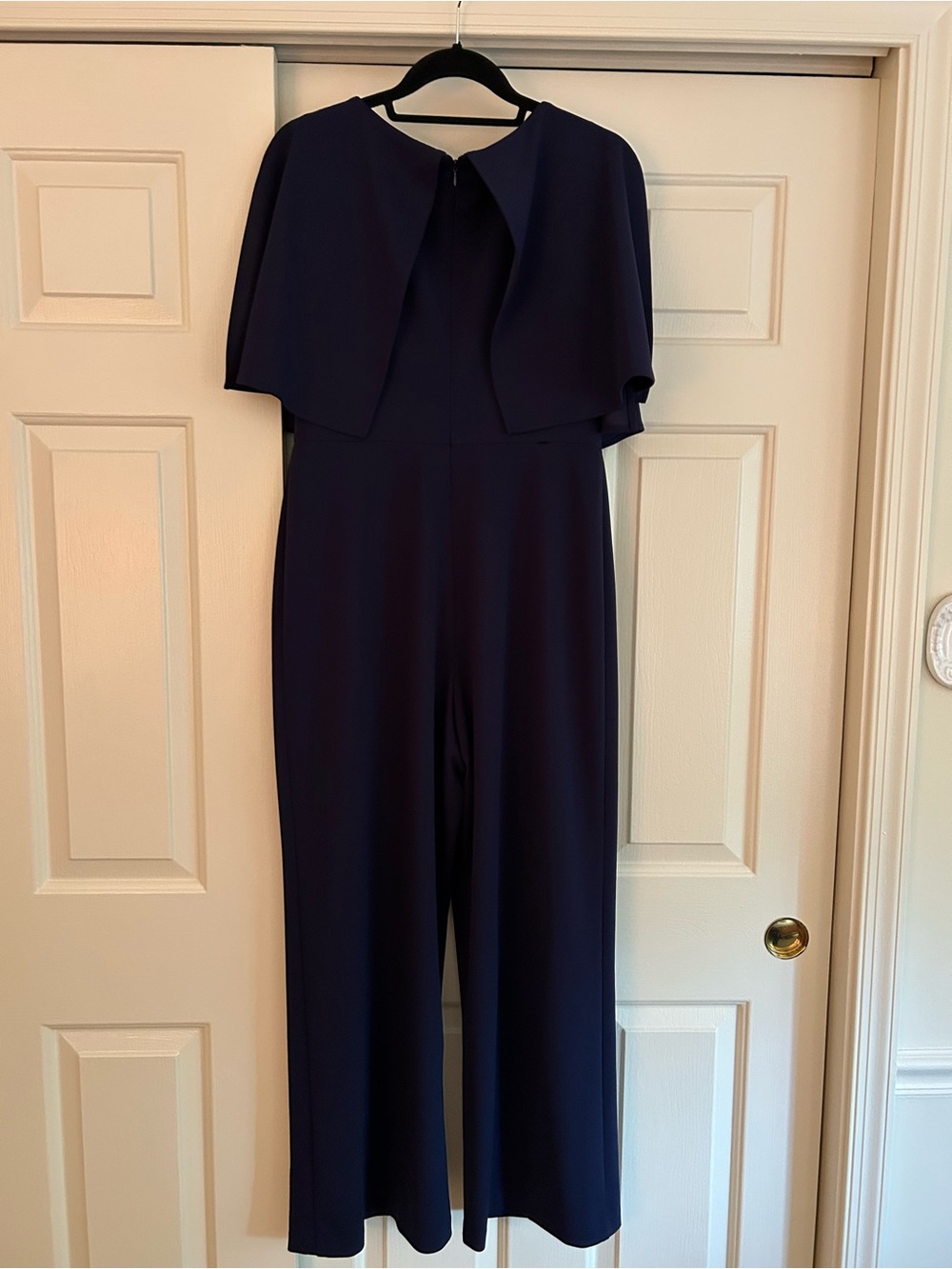 connected apparel Navy Cape-Overlay Jumpsuit - Picture 4 of 6